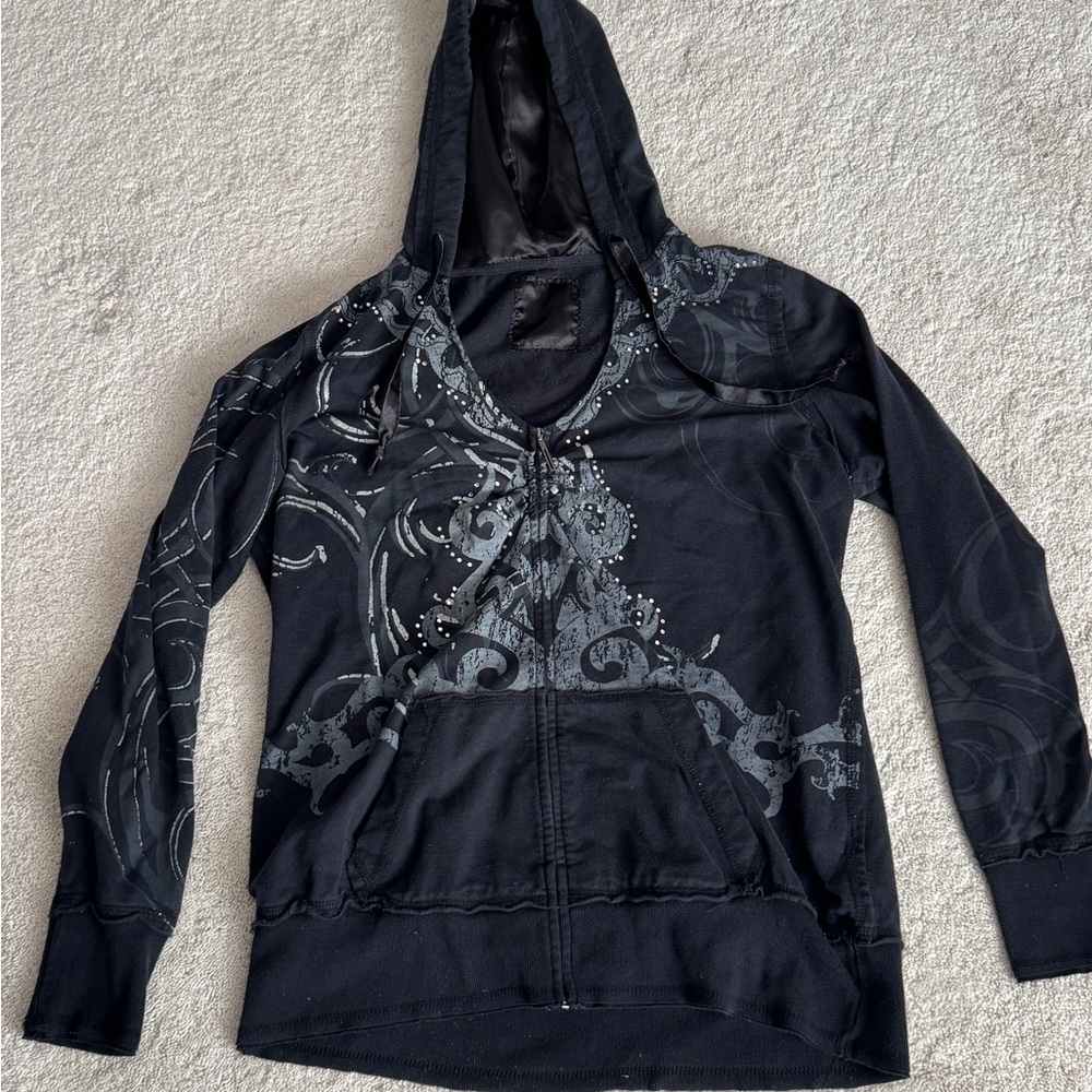 Black and Gray Graphic Hoodie